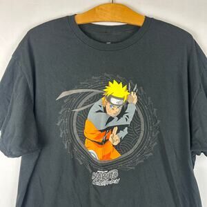 Naruto Shippuden Black Short Sleeve Crew Neck T Shirt Men's Size 2XL